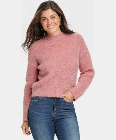 Universal Thread Women's Boucle Crewneck Pullover Sweater