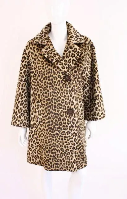 Vintage 60's KILIMANJARO Faux Leopard Fur Coat