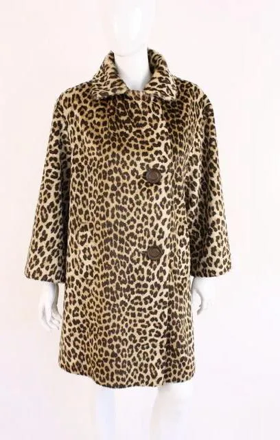 Vintage 60's KILIMANJARO Faux Leopard Fur Coat