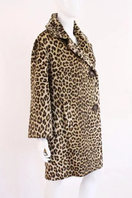 Vintage 60's KILIMANJARO Faux Leopard Fur Coat