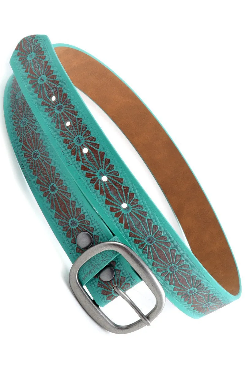 Vintage Floral Turquoise Belt