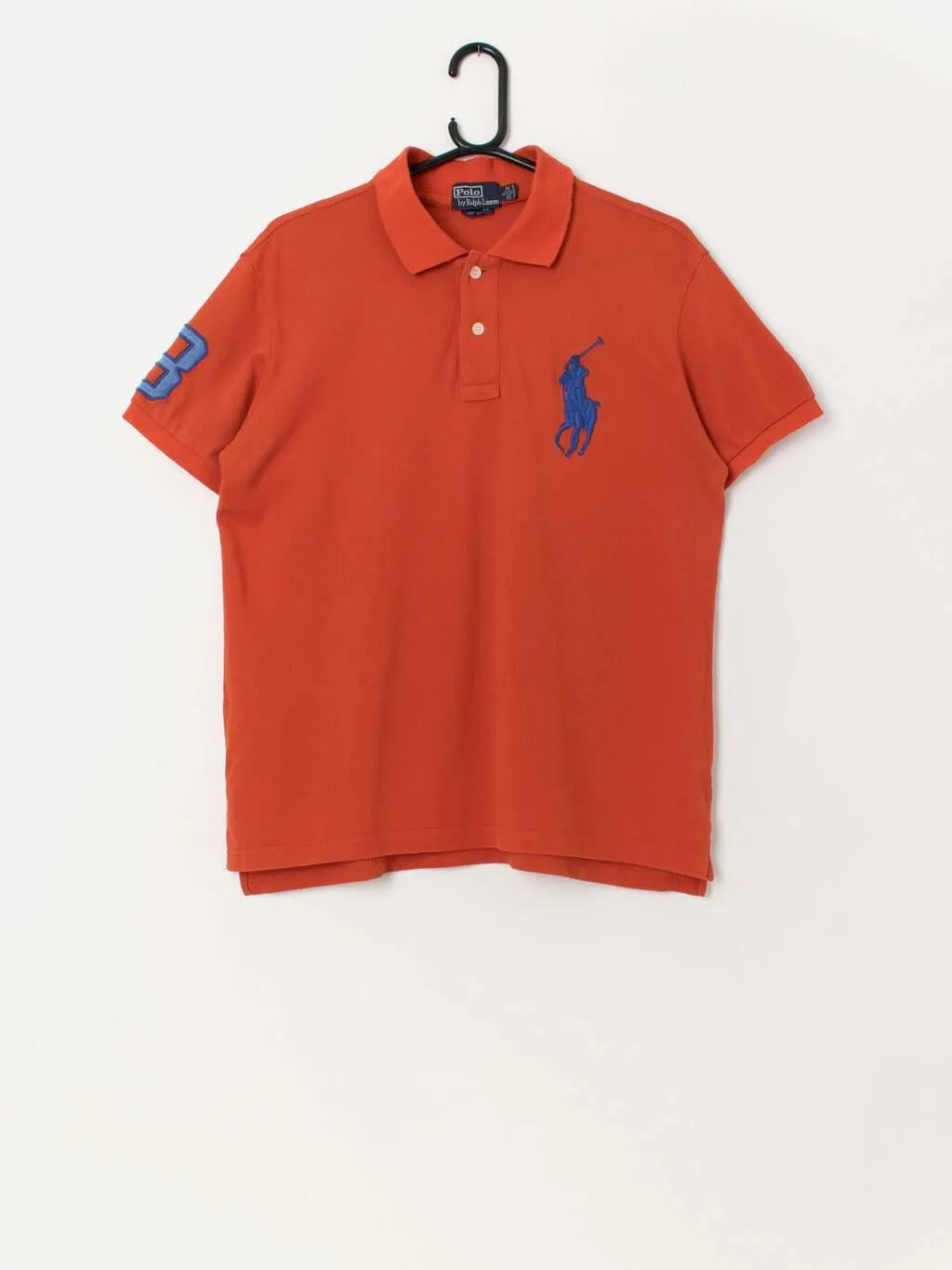 Vintage Polo by Ralph Lauren orange polo shirt with large blue pony – Large