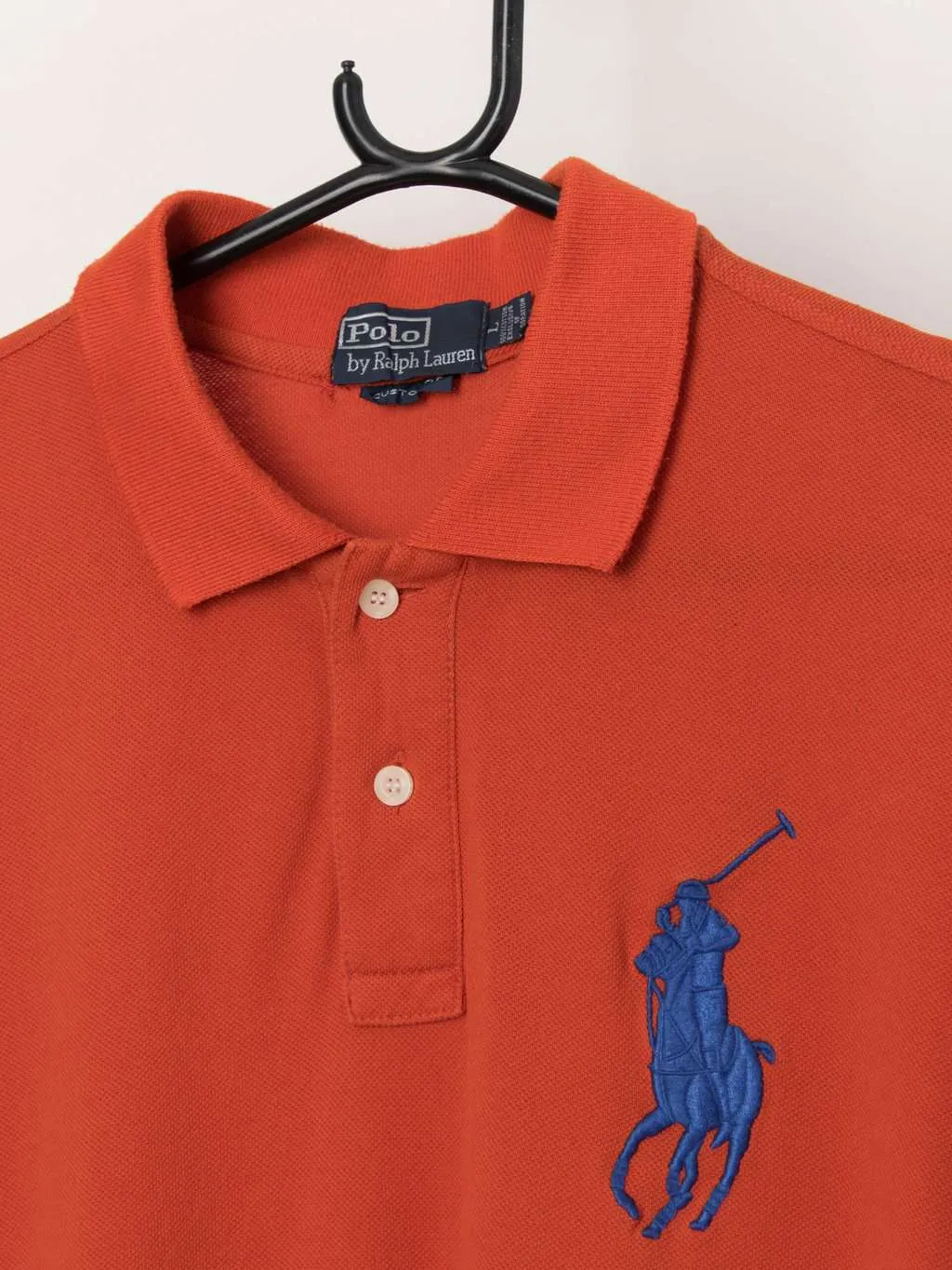 Vintage Polo by Ralph Lauren orange polo shirt with large blue pony – Large