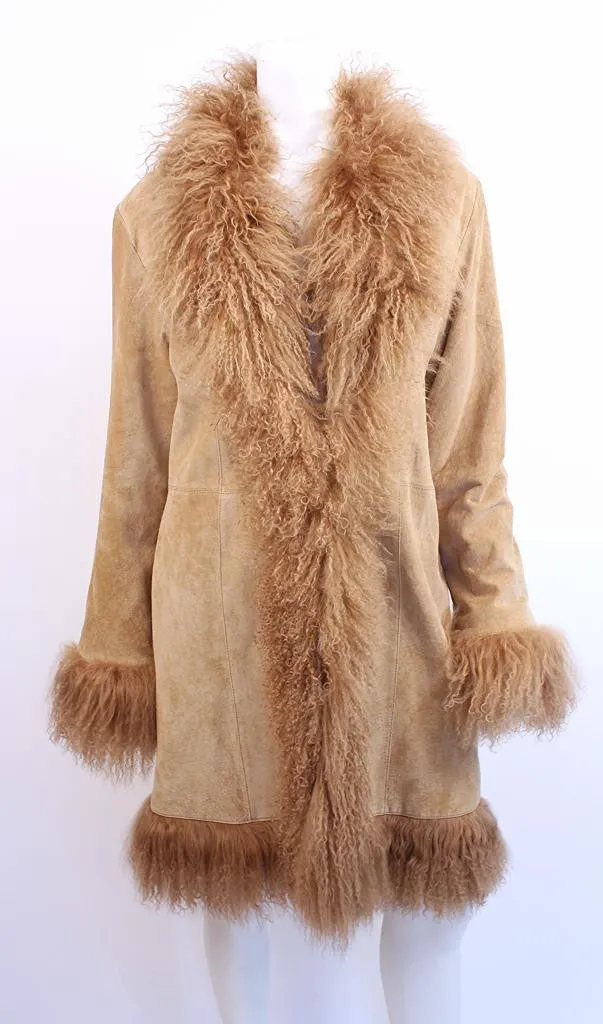 Vintage Suede & Mongolian Lamb Fur Coat