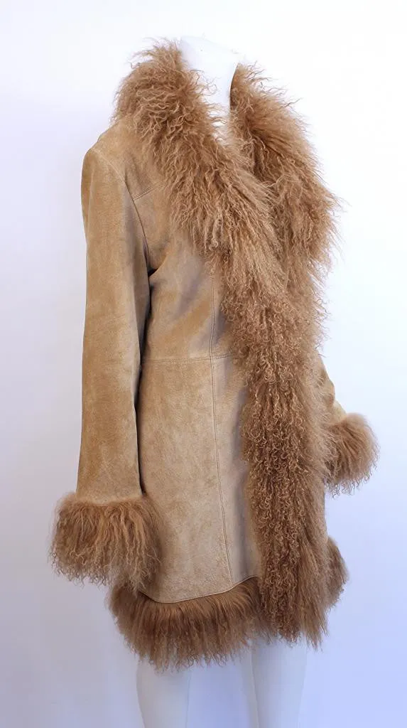 Vintage Suede & Mongolian Lamb Fur Coat