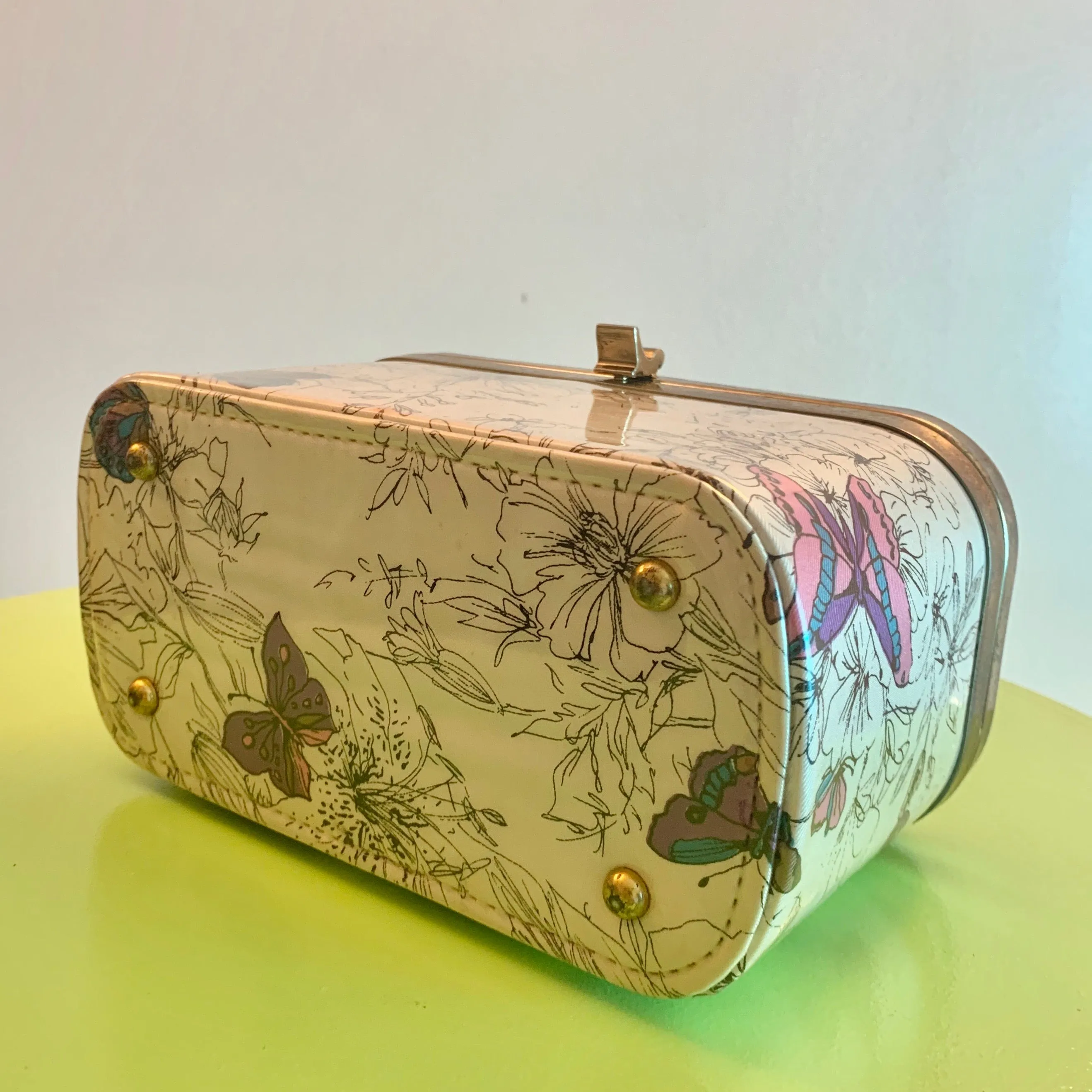 Vinyl covered satin lucite box bag