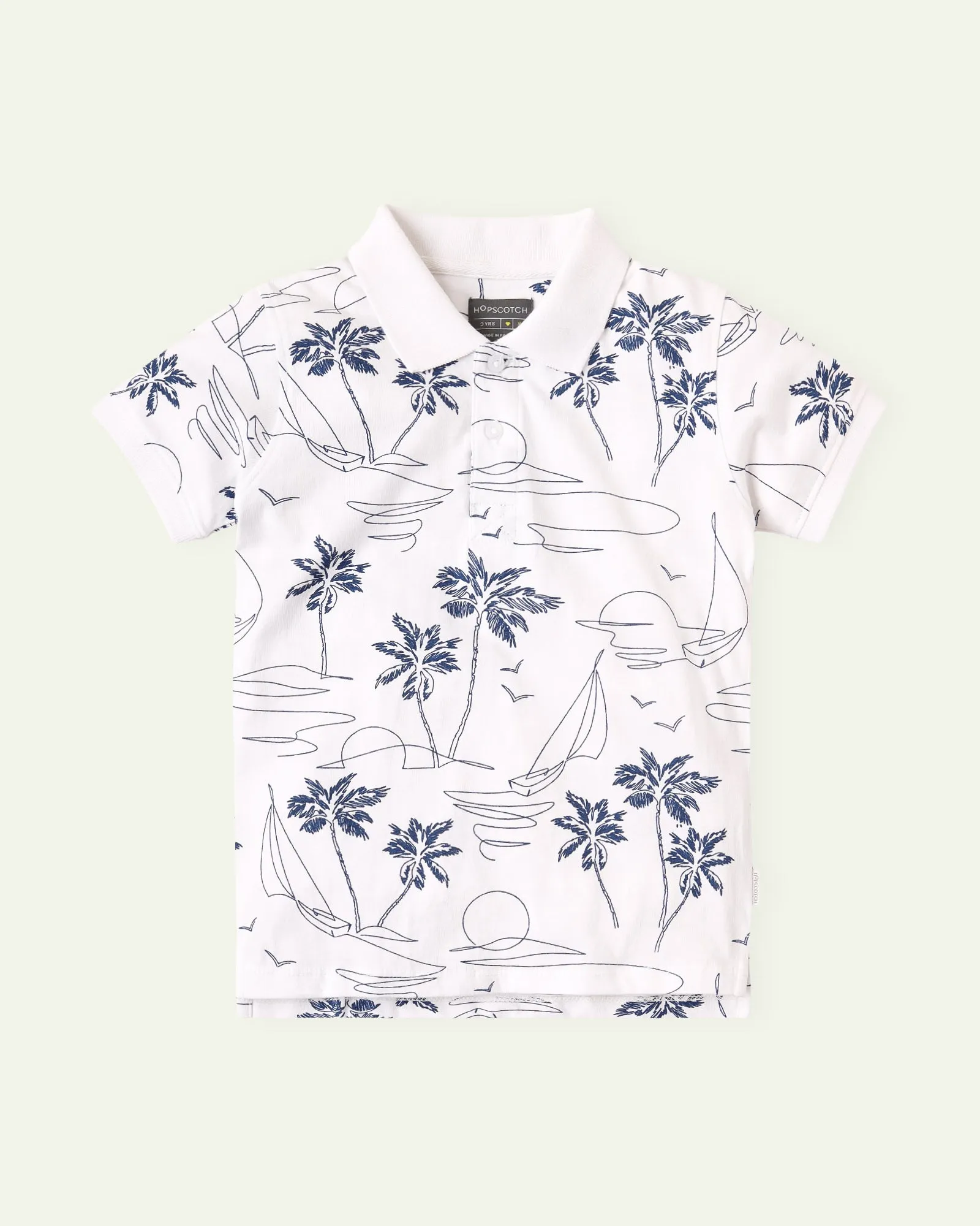 White Printed Polo