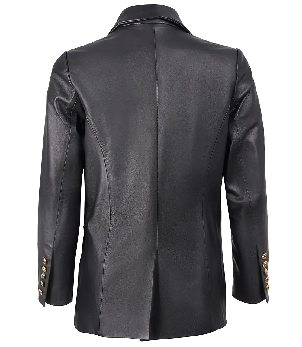 Women's Premium Black Leather Blazer Jacket