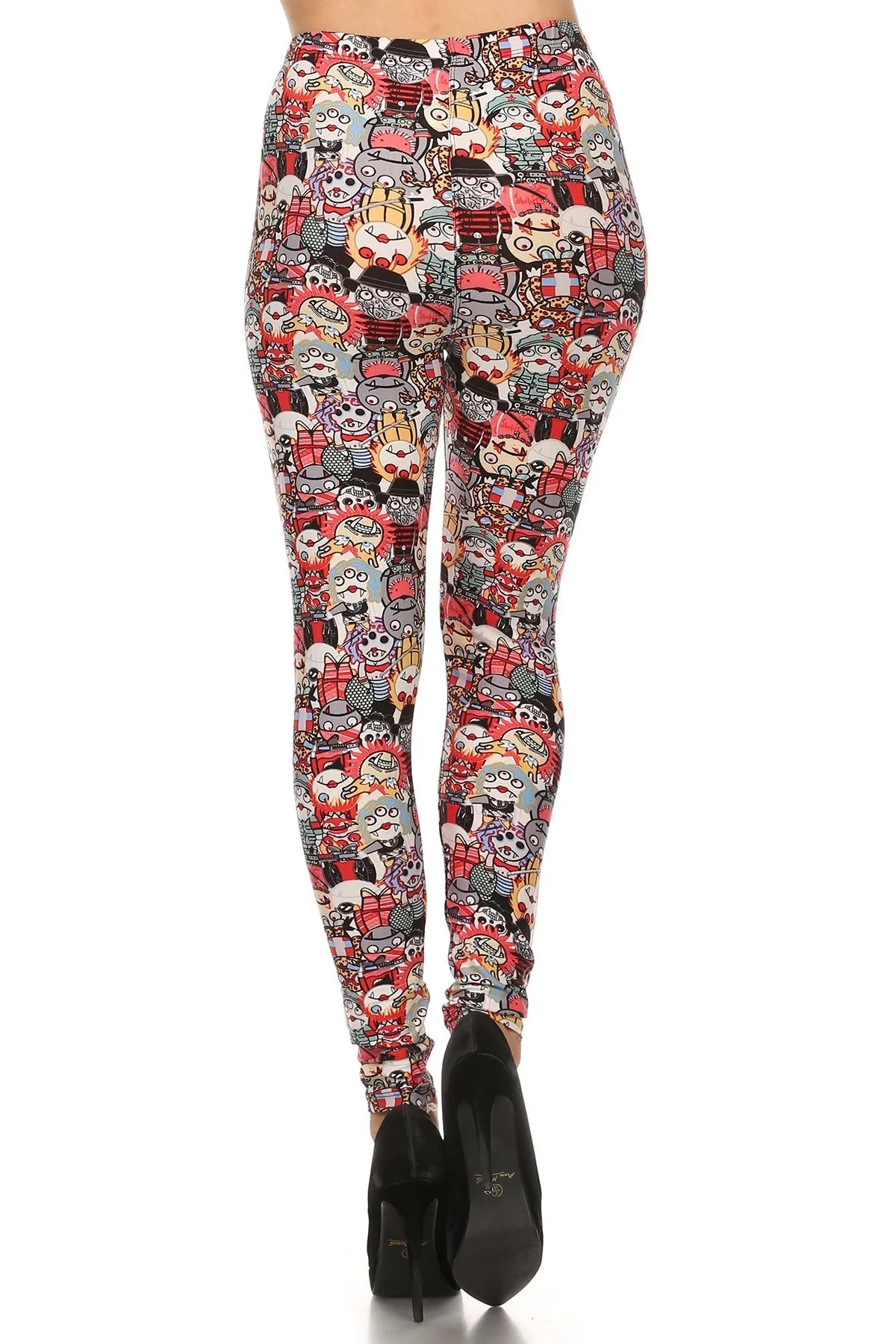 Women's 3 X 5X Monster Cartoon Pattern Printed Leggings