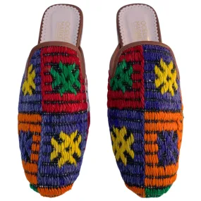 Women's Turkish Kilim Mules | Multicolor Pattern