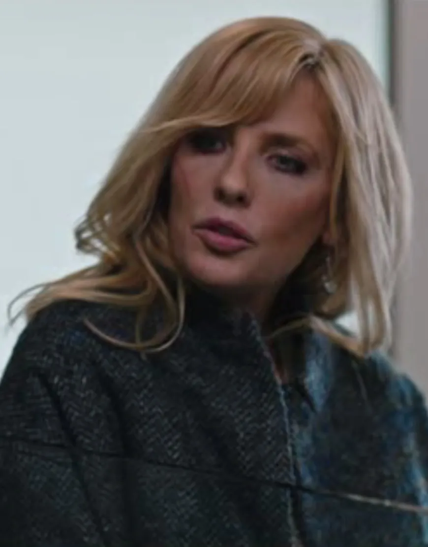 Yellowstone S04 Kelly Reilly Black Tweed Coat | Beth Dutton Tweed Coat