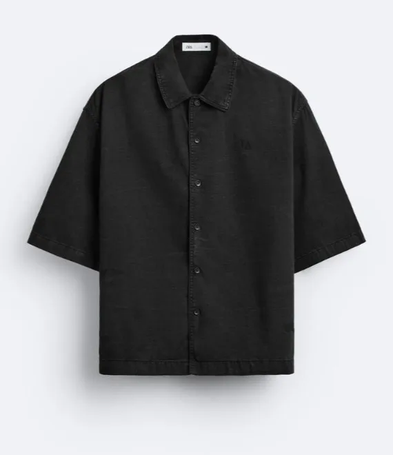 ZARA  |Plain Cotton Short Sleeves Shirts