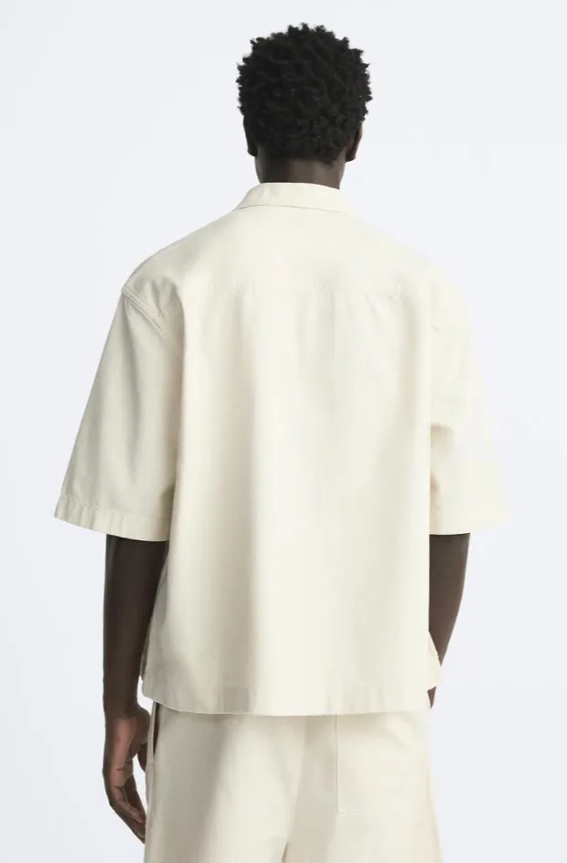 ZARA  |Plain Cotton Short Sleeves Shirts