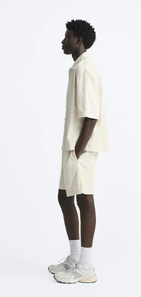 ZARA  |Plain Cotton Short Sleeves Shirts