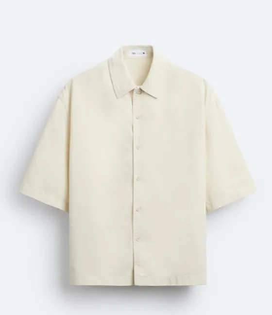 ZARA  |Plain Cotton Short Sleeves Shirts