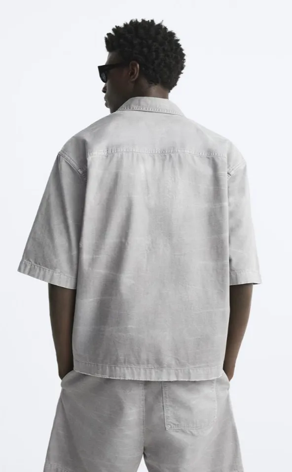 ZARA  |Plain Cotton Short Sleeves Shirts