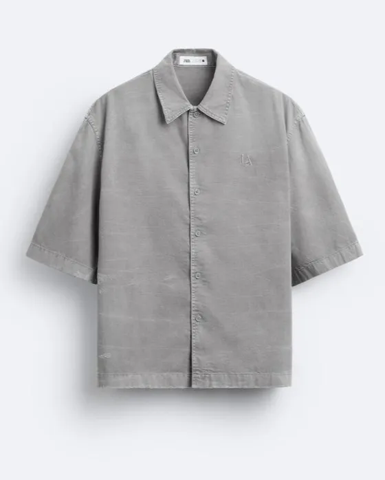 ZARA  |Plain Cotton Short Sleeves Shirts