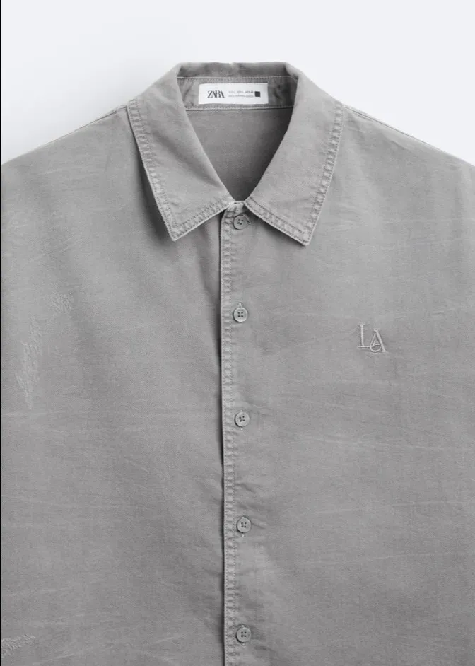 ZARA  |Plain Cotton Short Sleeves Shirts